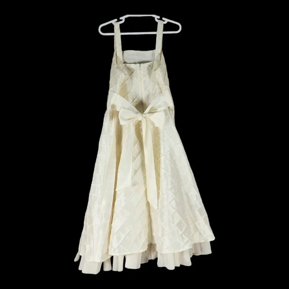 The Place Girl's Party Dress Ivory Sleeveless Size 8 Embelished Fabric Flowers